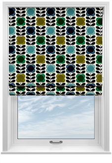 Orla Kiely Spot Flower Stem, Blue & Green - Roman Blind